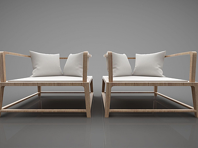 3d新中式风格的沙发模型