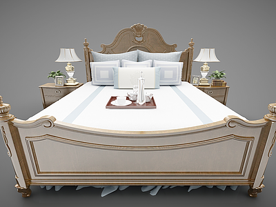 3d欧式床模型