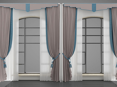 3d新中式风格窗帘模型