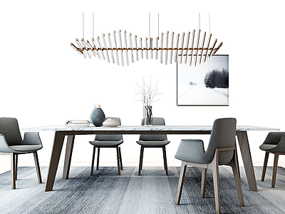 北欧现代餐桌椅模型3d模型