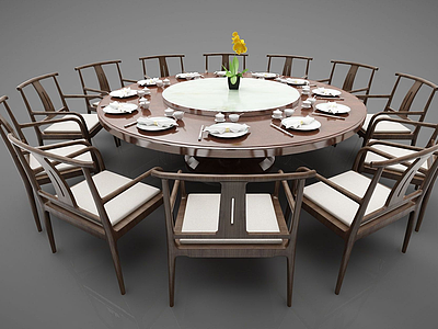 新中式风格的餐桌模型3d模型