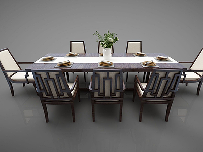 3d8人餐桌模型