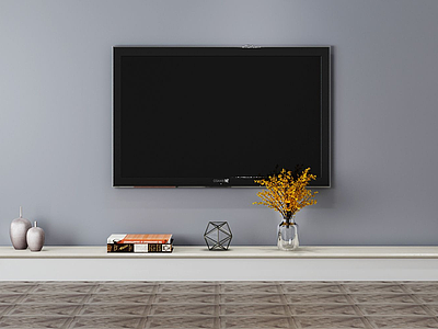 电视柜电视背景墙饰品组合模型3d模型