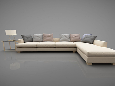 3d现代转角沙发多人模型