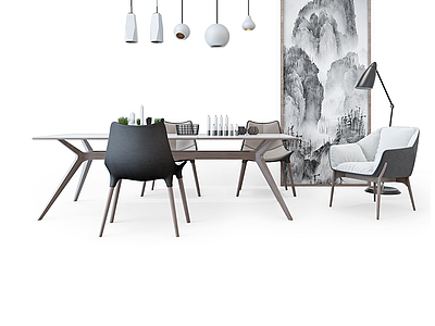 北欧现代餐桌椅模型3d模型