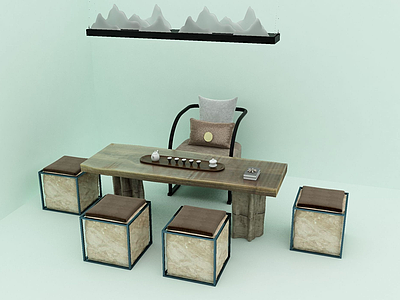 养身茶桌3d模型