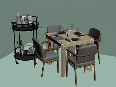 3d饭店餐桌模型