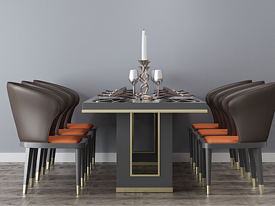 餐桌椅金属模型3d模型