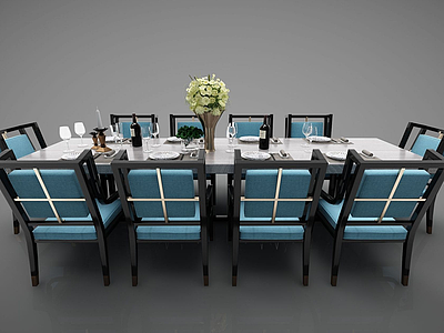 现代餐桌椅组合3d模型