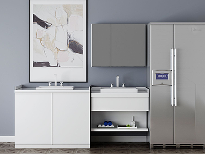 3d现代冰箱洗浴柜模型