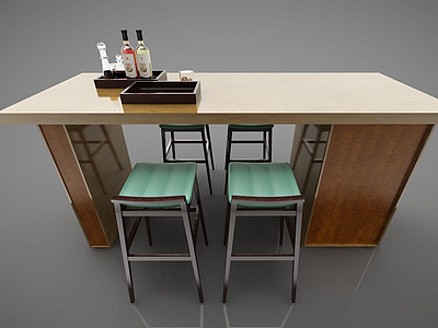 3d现代风格吧台写字桌模型