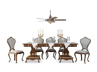 3d欧式餐桌椅模型