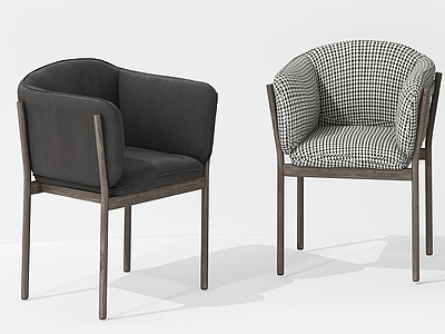 3d现代布艺休闲椅子组合模型