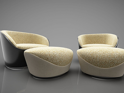 3d现代单人沙发凳组合模型
