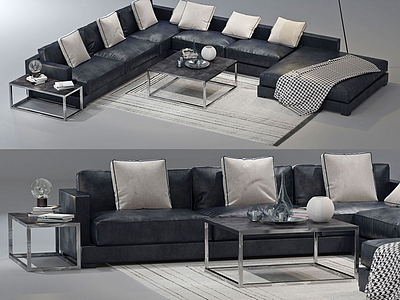 3d现代转角沙发组合模型