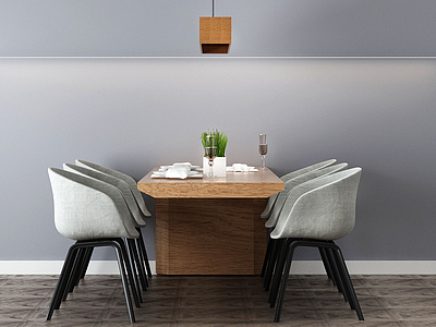 现代轻奢餐桌椅组合模型3d模型