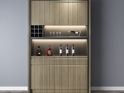 3d现代简约酒柜置物柜模型
