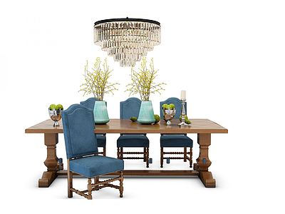 美式餐桌椅模型3d模型