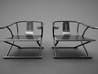 3d新中式靠背椅单椅模型