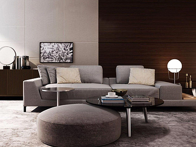 现代轻奢沙发茶几组合模型3d模型