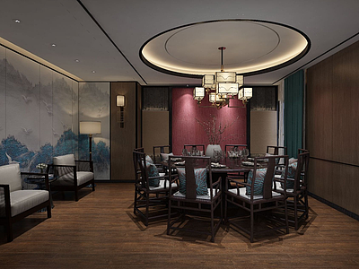 新中式酒店饭店包厢贵宾室模型3d模型