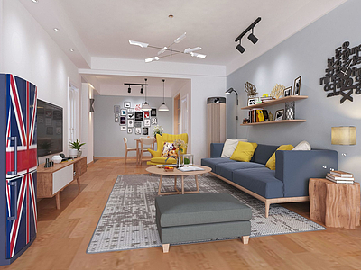 3d现代客厅家装模型