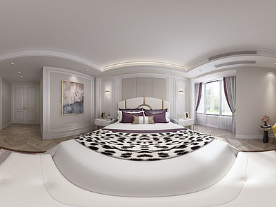 3d新中式轻奢卧室全景模型