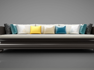 3d新中式风格三人沙发模型