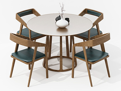 3d现代北欧餐桌椅组合模型
