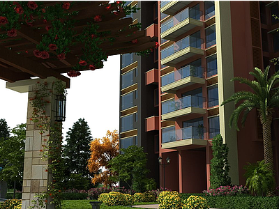 住宅小区庭院模型3d模型