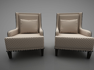 3d新中式风格单人沙发模型