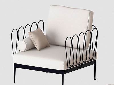 3d现代栅栏式扶手单人沙发模型