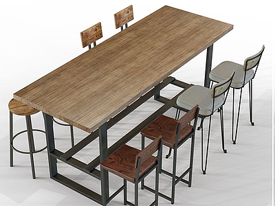 3d北欧工业风餐桌椅模型