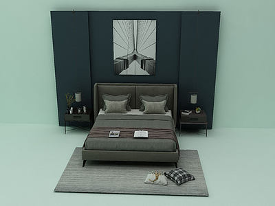 床及床头背景模型3d模型