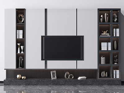 电视柜电视背景墙模型3d模型