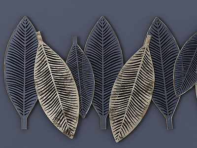 3d现代金属叶子挂件墙饰模型