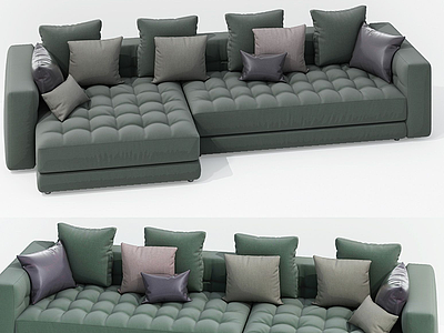 绿色布艺沙发模型3d模型