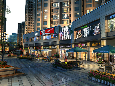 商业街步行街商场模型3d模型