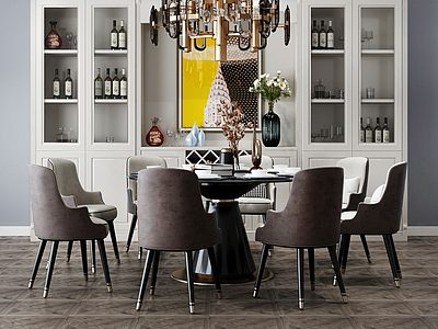 现代轻奢餐厅餐桌椅模型3d模型