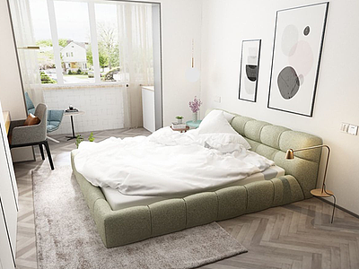 北欧白色卧室模型3d模型