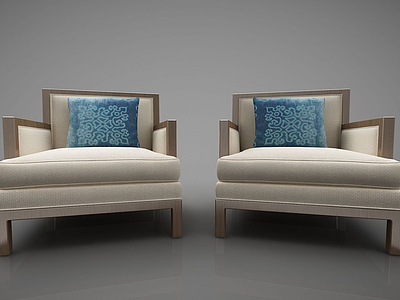 3d新中式风格单人沙发模型