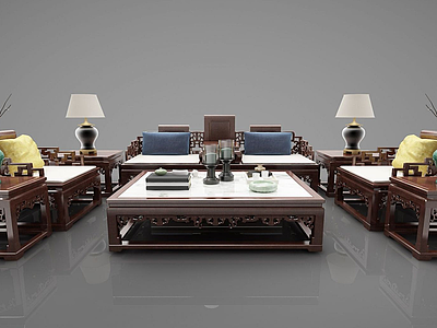 沙发茶几组合模型3d模型
