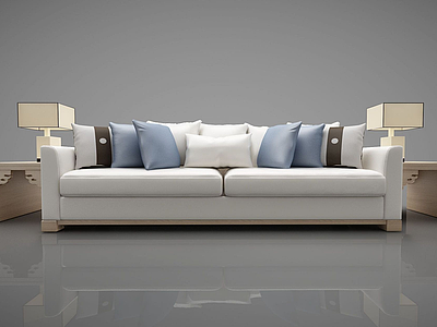 新中式风格双人沙发模型3d模型