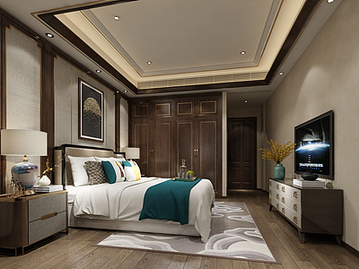 中式卧室模型3d模型