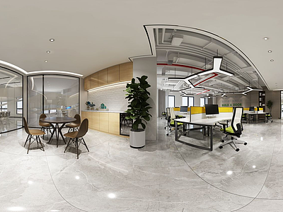 3d办公空间全景模型