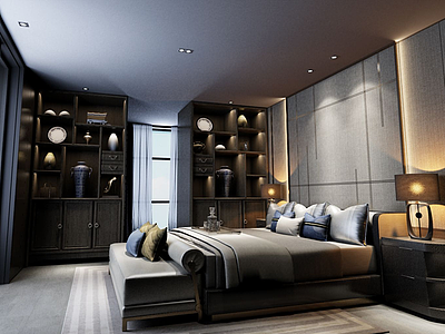 中式卧室模型3d模型