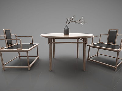 3d新中式风格桌椅模型
