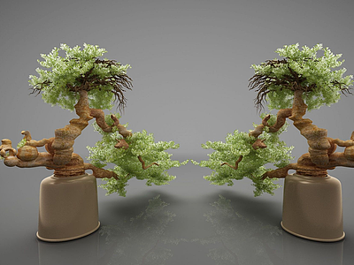 新中式风格植物摆件模型3d模型