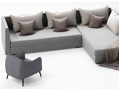 现代多人沙发组合模型3d模型