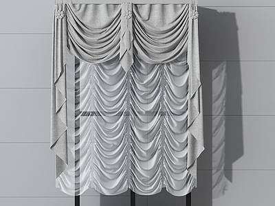 美式窗帘模型3d模型